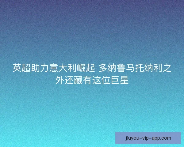 英超助力意大利崛起 多纳鲁马托纳利之外还藏有这位巨星